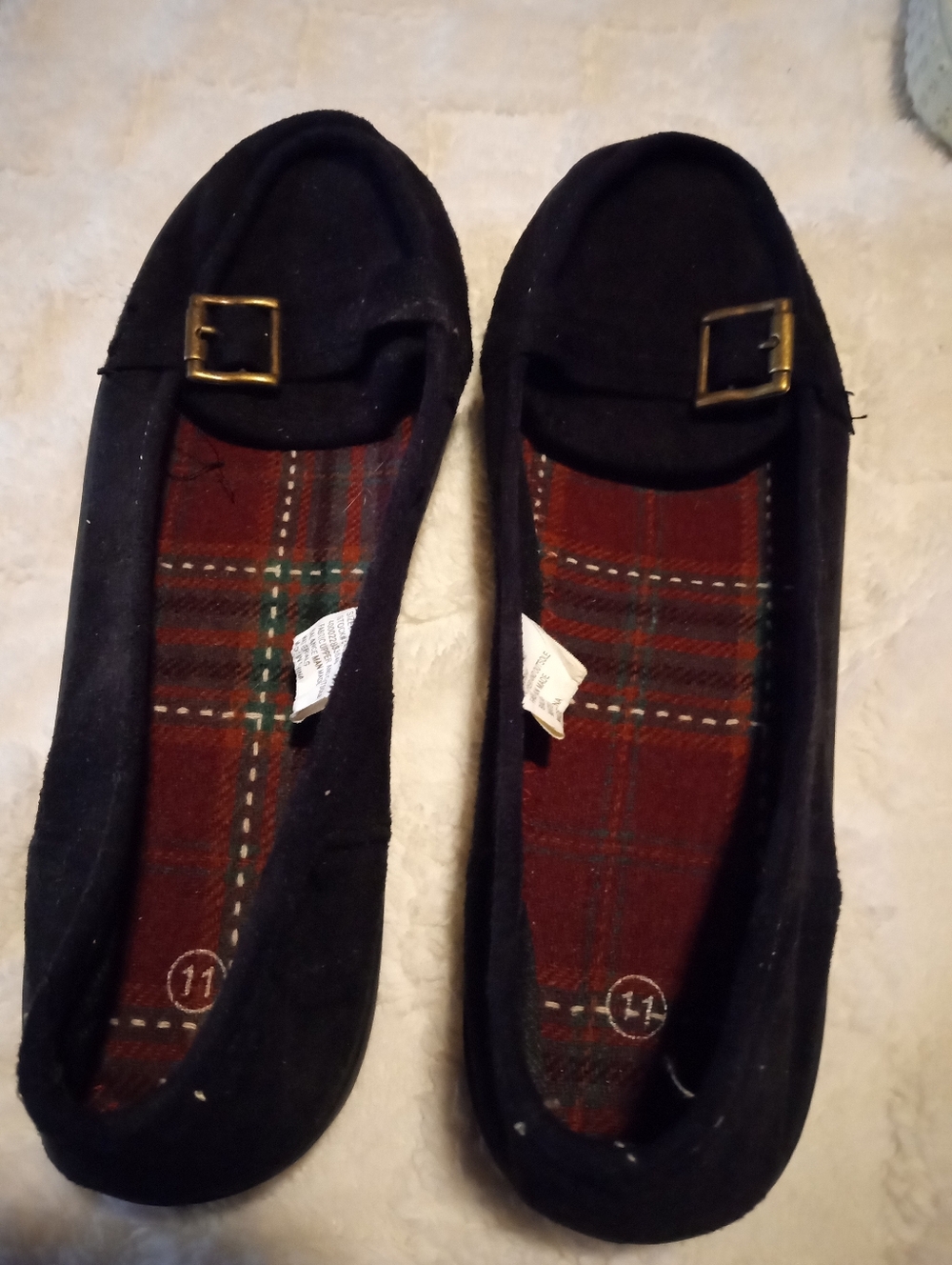 Women's Black Suede Buckle Loafers Size 11